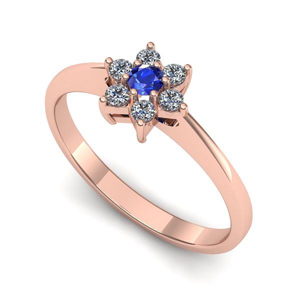 Inel logodna din aur roz cu safir