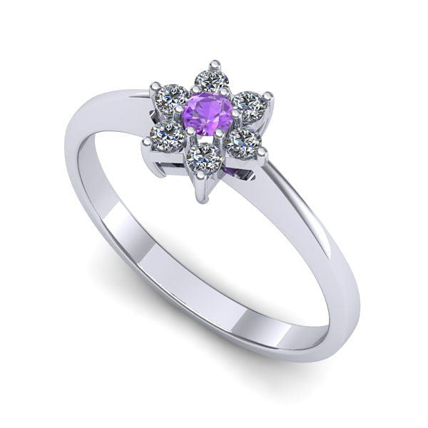 Inel logodna din aur alb cu ametist