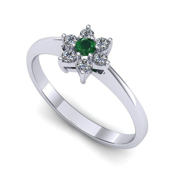 Inel logodna din aur alb cu smarald