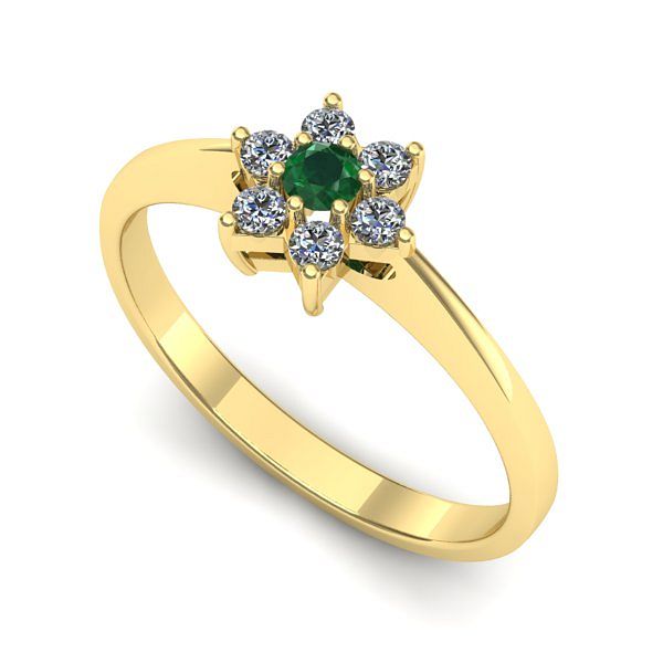 Inel din aur galben cu smarald