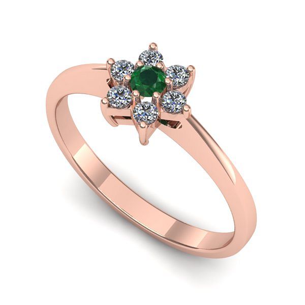 Inel logodna din aur roz cu smarald