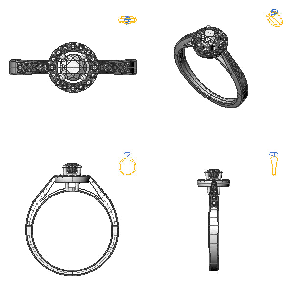 Inel de logodna halo cu diamant negru