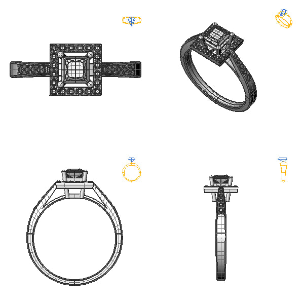 Inel de logodna halo cu diamant negru