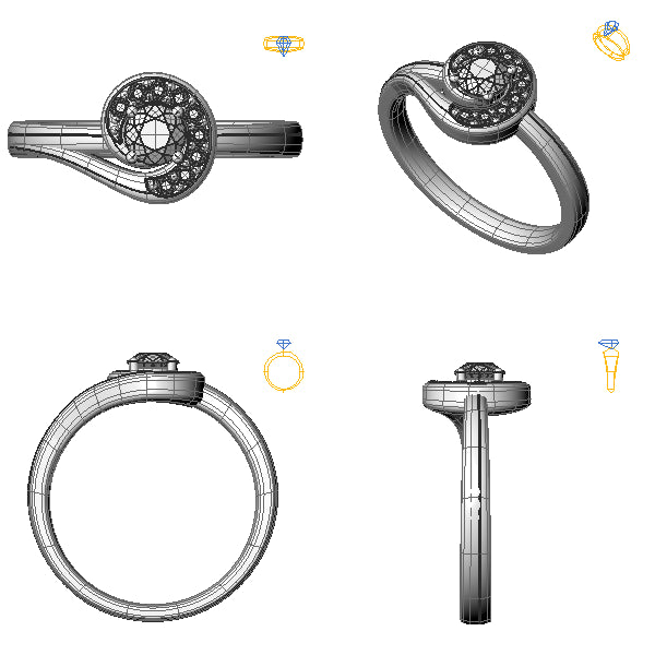 Inel halo cu diamant negru