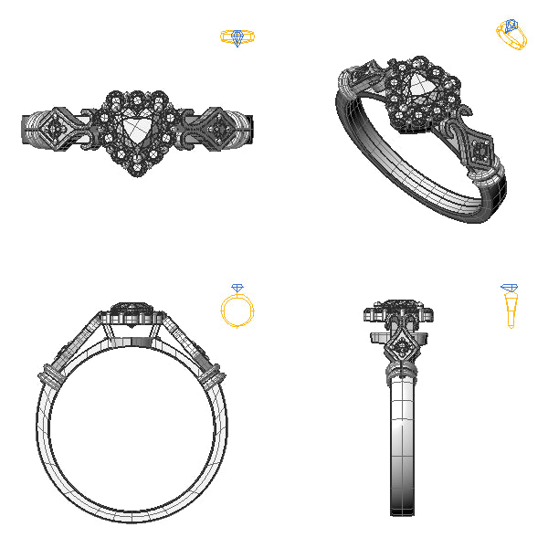 Inel de logodna halo cu diamant negru