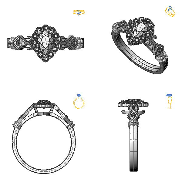 Inel logodna halo cu safir galben