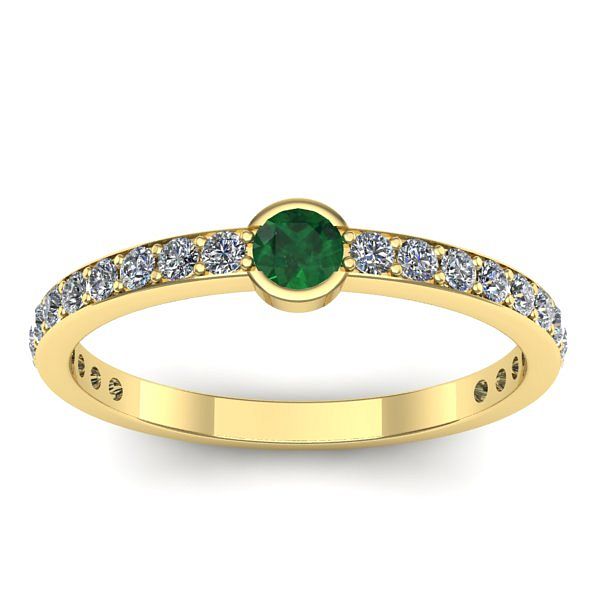 Inel logodna cu smarald rotund