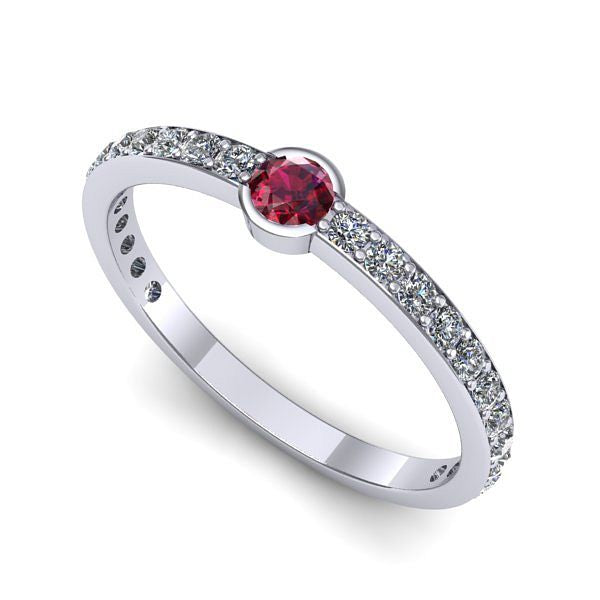 Inel de logodna din aur alb cu rubin