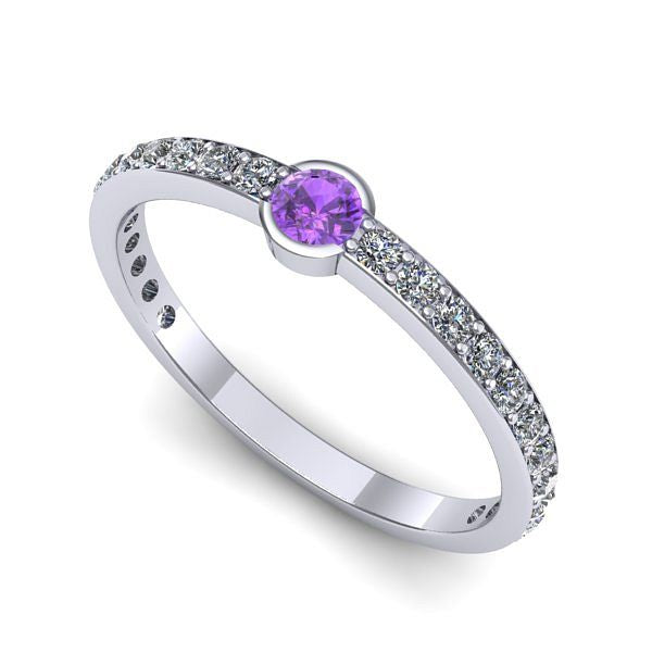 Inel din aur alb cu ametist