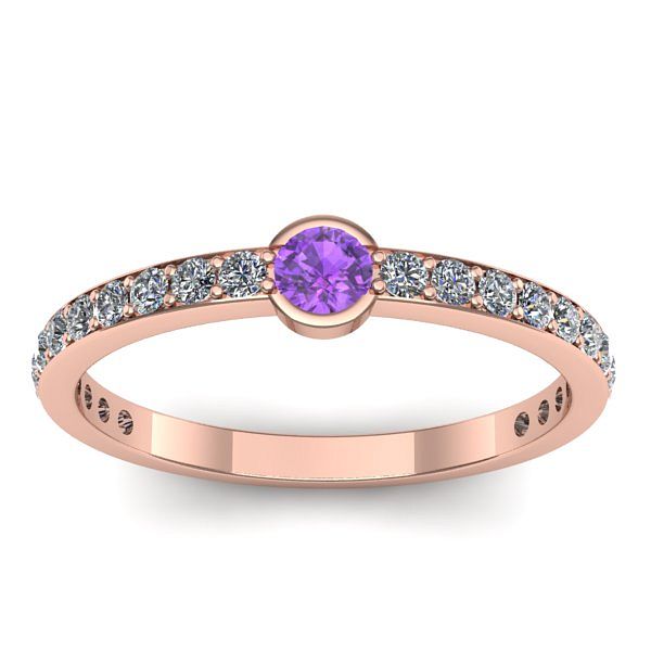 Inel de logodna cu ametist rotund