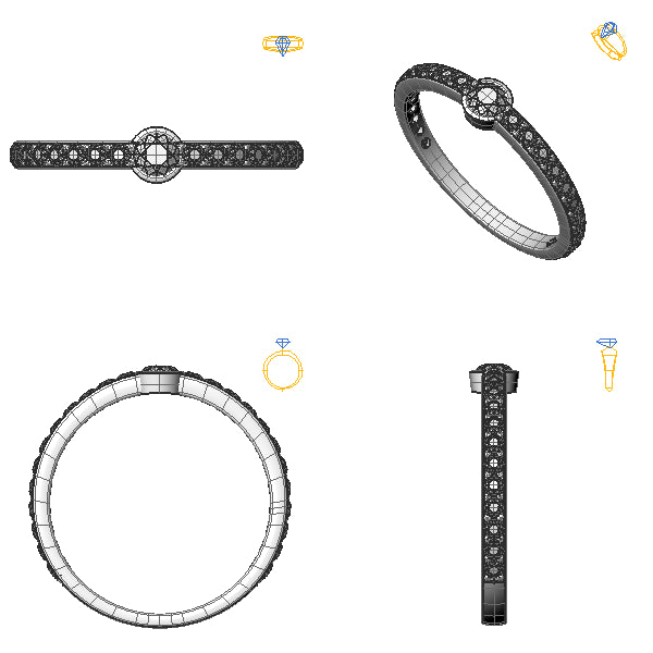 Inel sidestone cu diamant negru