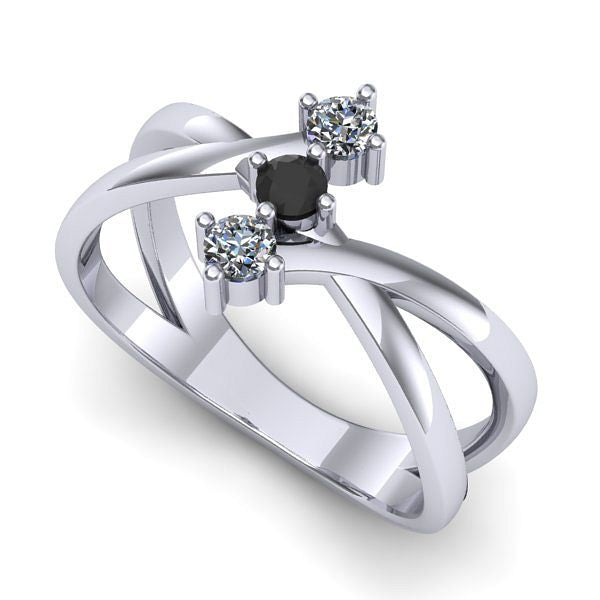 Inel din aur alb cu diamant negru