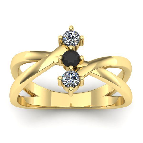 Inel cu diamant negru rotund