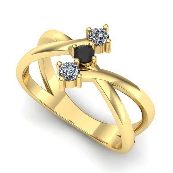 Inel de logodna din aur galben cu diamant negru