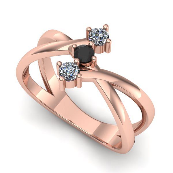 Inel logodna din aur roz cu diamant negru