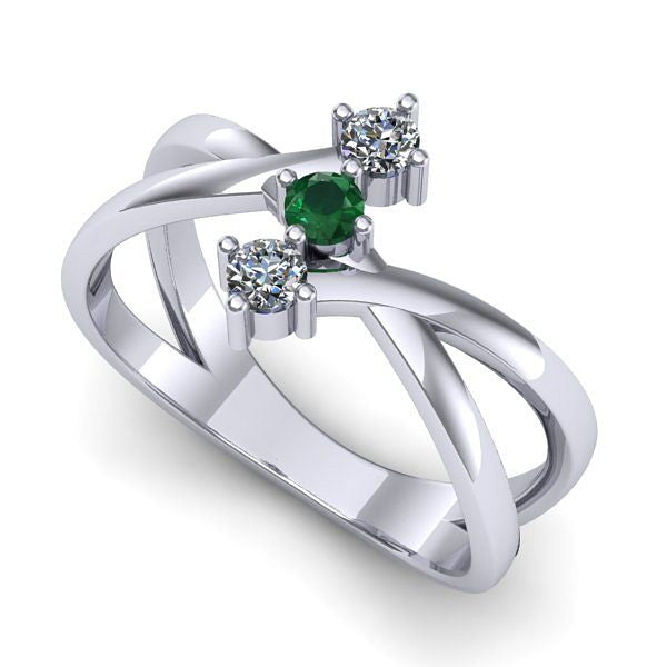 Inel de logodna din aur alb cu smarald