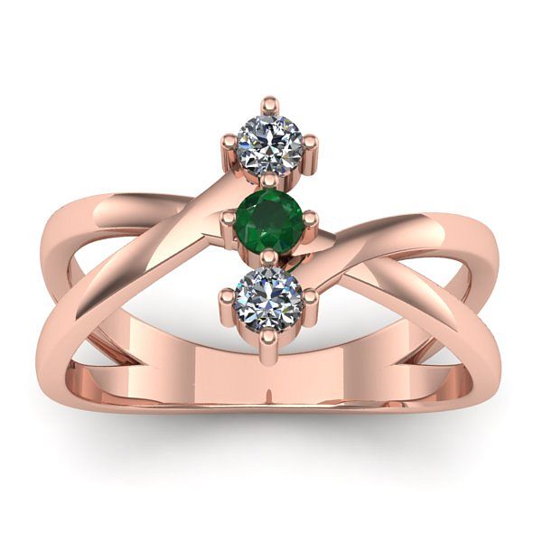 Inel logodna cu smarald rotund