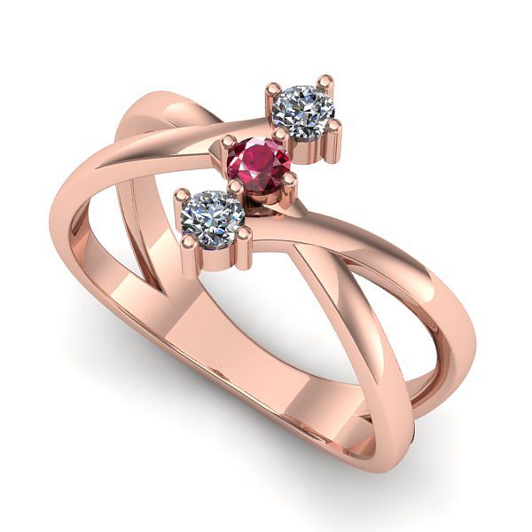 Inel din aur roz cu rubin