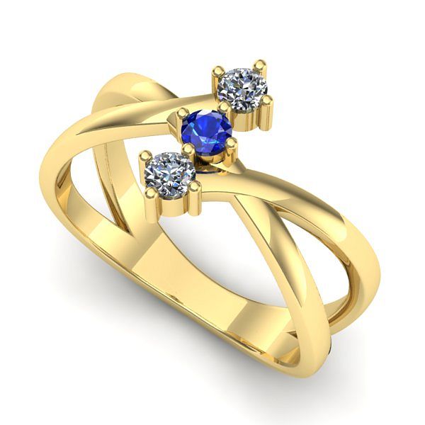 Inel logodna din aur galben cu safir