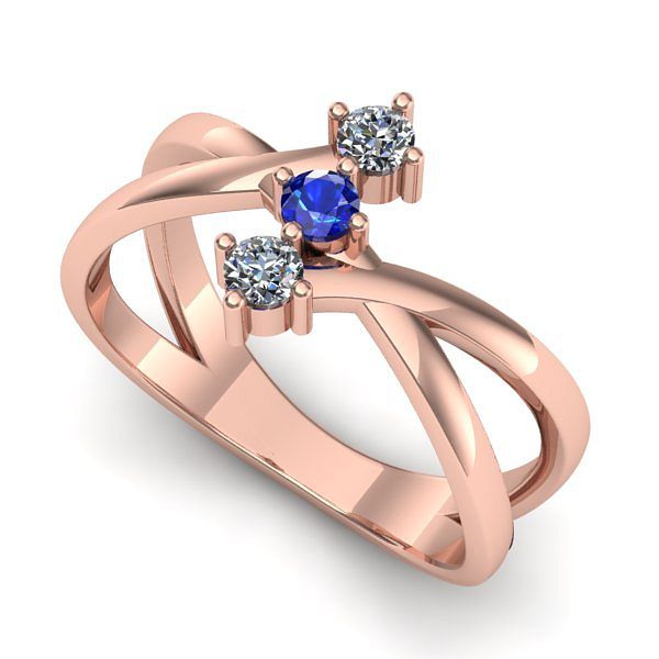 Inel logodna din aur roz cu safir