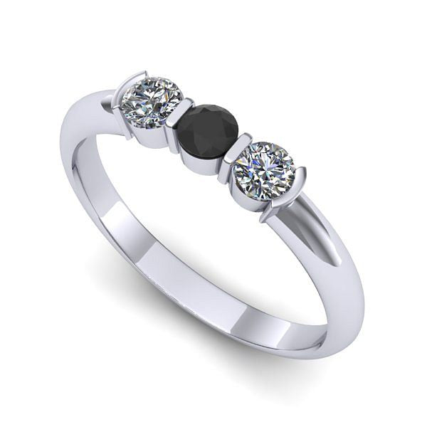 Inel din aur alb cu diamant negru
