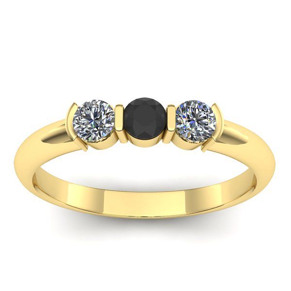 Inel logodna cu diamant negru rotund