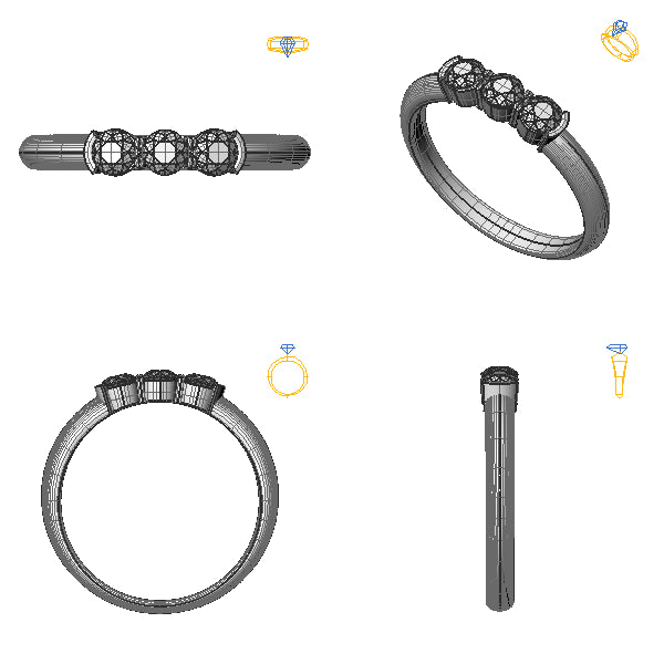 Inel de logodna 3stone cu diamant negru