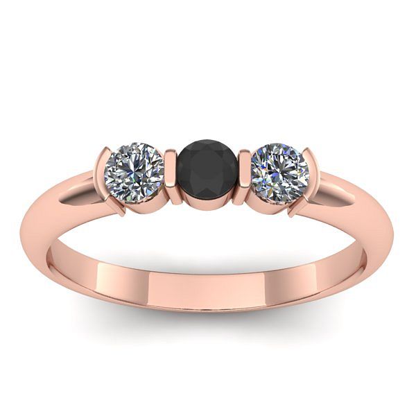 Inel de logodna cu diamant negru rotund