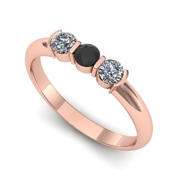 Inel din aur roz cu diamant negru