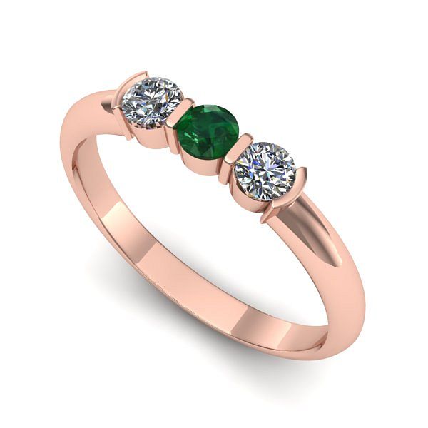 Inel logodna din aur roz cu smarald
