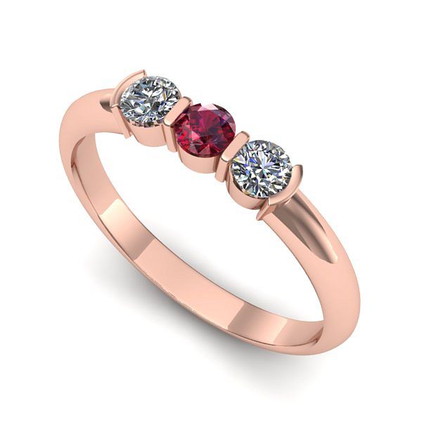 Inel logodna din aur roz cu rubin