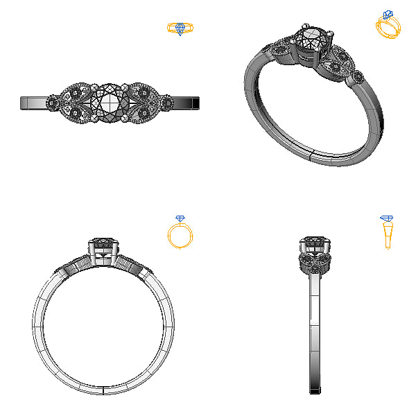 Inel de logodna sidestone cu diamant