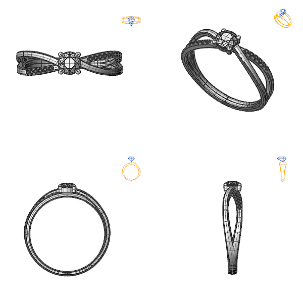 Inel logodna sidestone cu diamant negru
