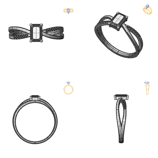 Inel sidestone cu aquamarin