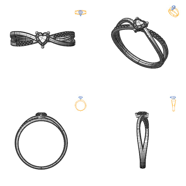 Inel logodna sidestone cu diamant negru