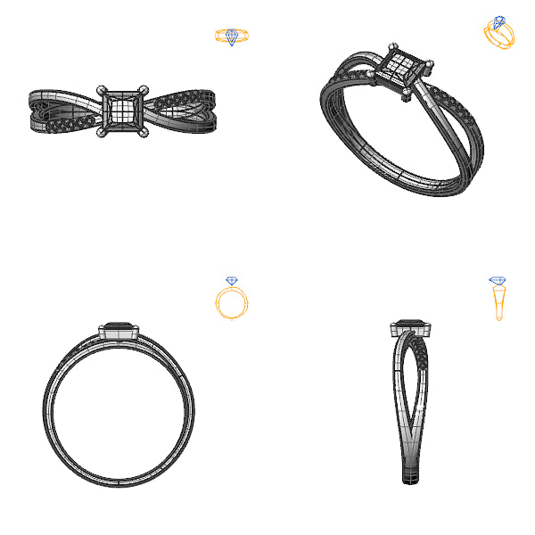 Inel logodna sidestone cu diamant negru