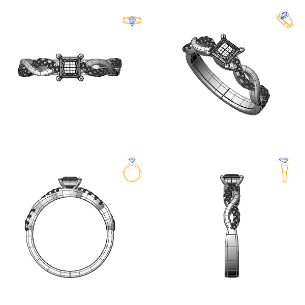 Inel sidestone cu topaz blue