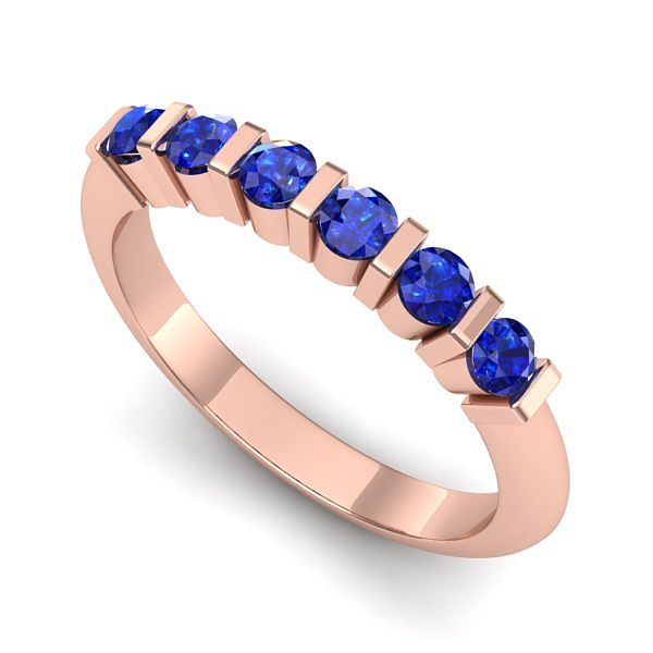 Inel de logodna din aur roz cu safire