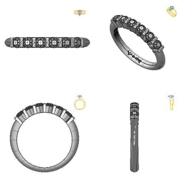 Inel logodna eternity cu diamante negre