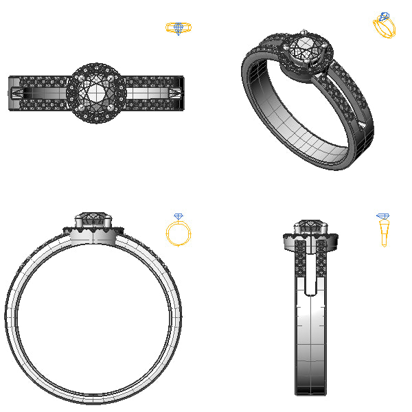 Inel logodna halo cu diamant negru