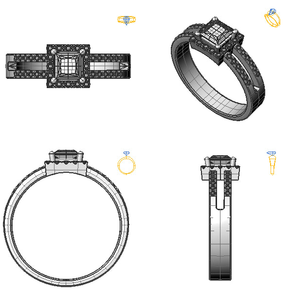 Inel logodna halo cu diamant negru