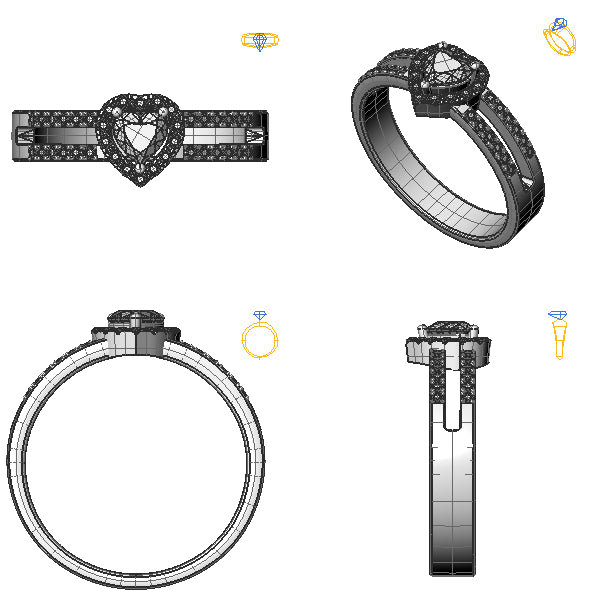 Inel de logodna halo cu diamant negru