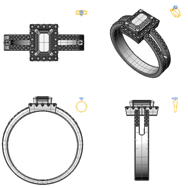 Inel de logodna halo cu safir