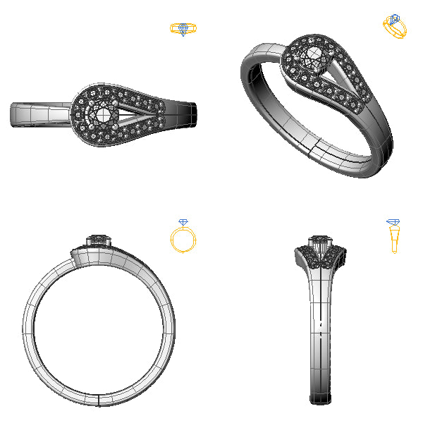 Inel de logodna halo cu diamant negru