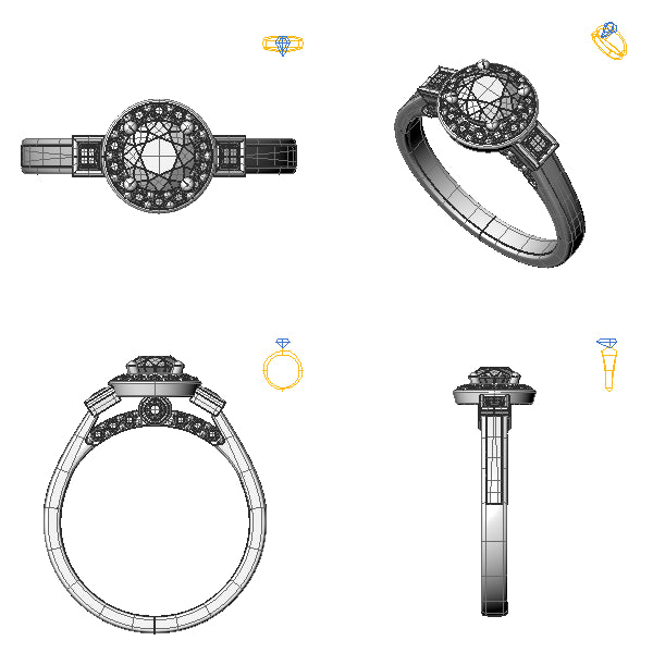 Inel halo cu diamant