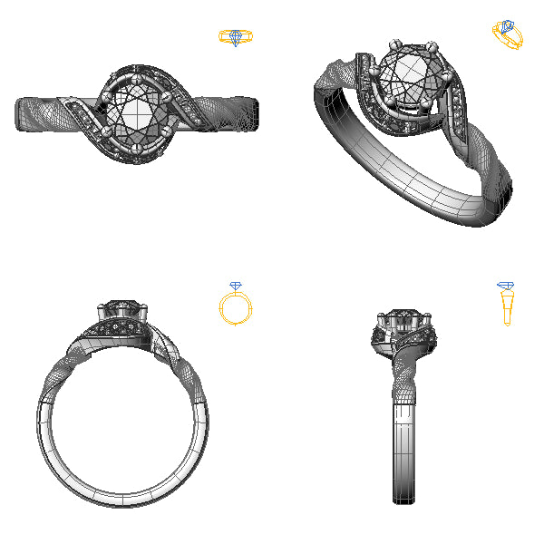 Inel de logodna halo cu diamant negru