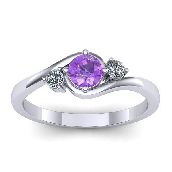 Inel logodna cu ametist rotund