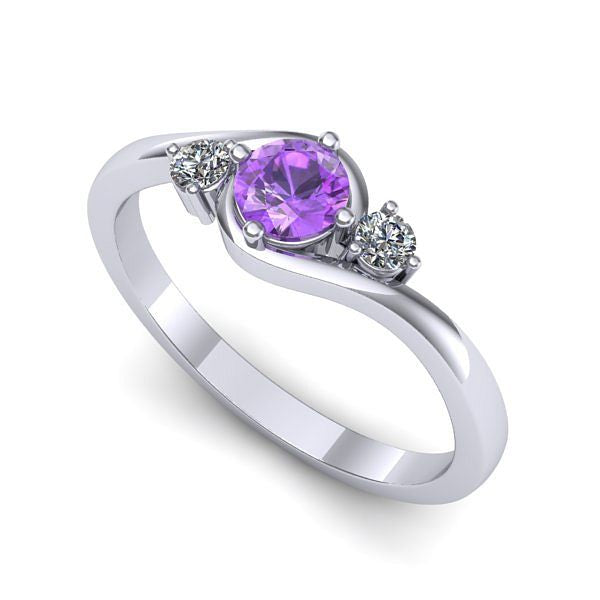 Inel din aur alb cu ametist