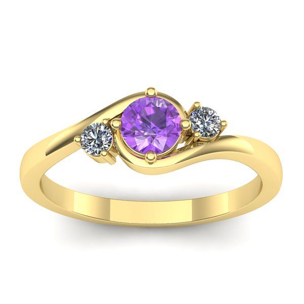 Inel de logodna cu ametist rotund