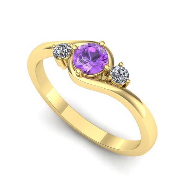 Inel din aur galben cu ametist